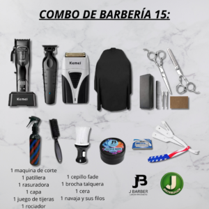 Combo de barbería Kemei 15