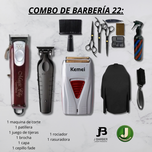Combo de barbería Wahl y kemei 22